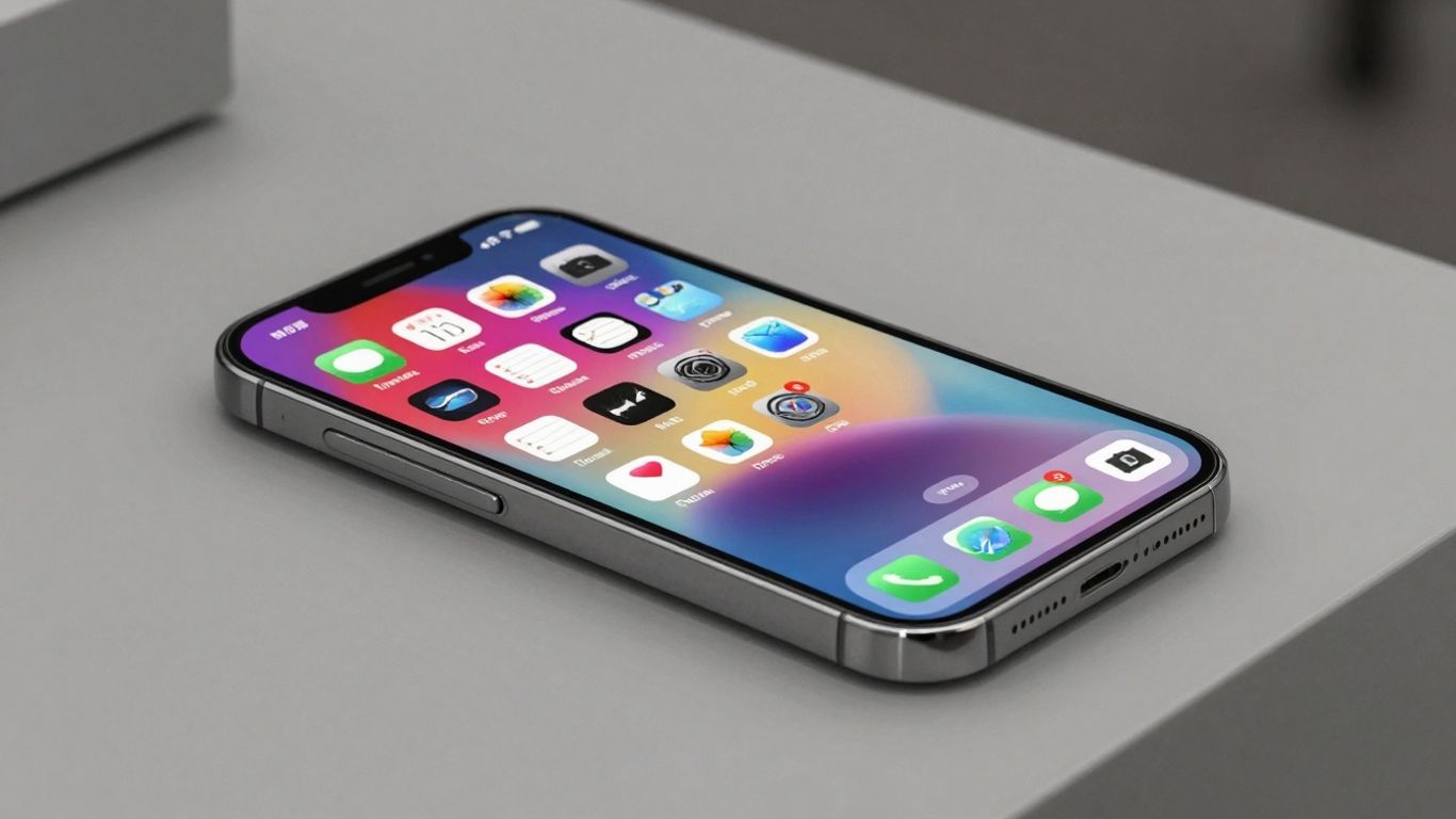 Celular moderno com tela vibrante e design premium.